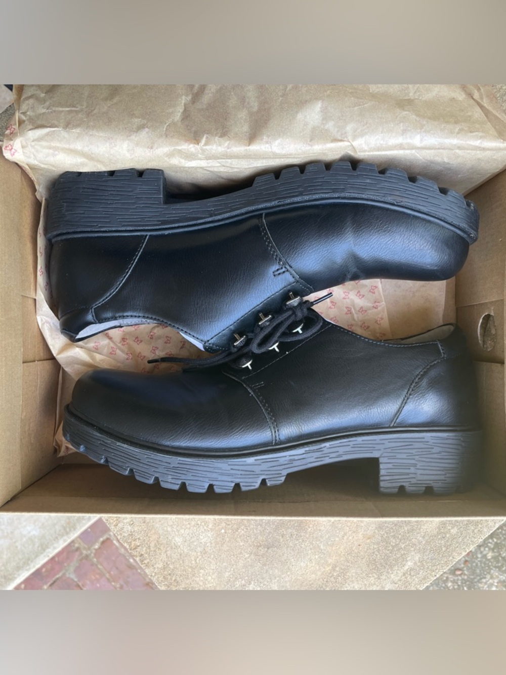 Women’s Allegria Black Lace-Up Chunky Sole Shoes.